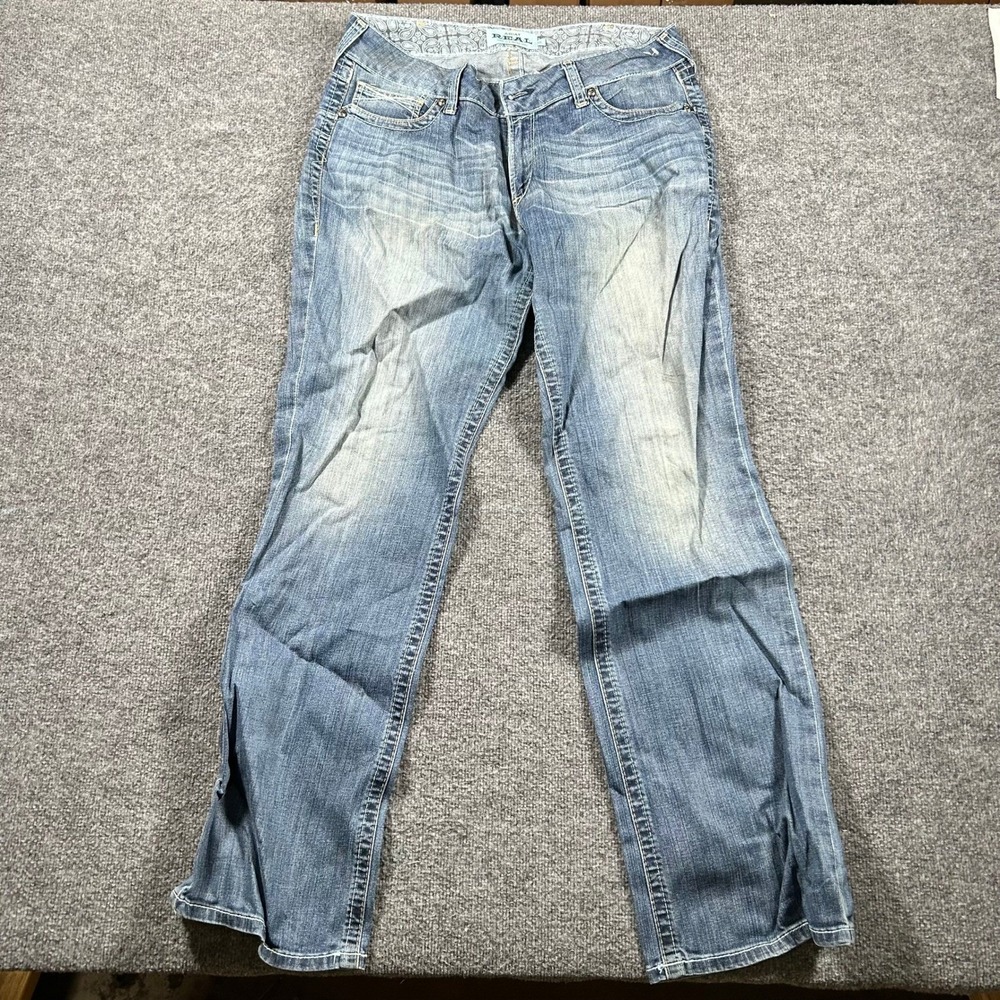 Ariat Jeans Womens Size 32L Blue REAL Denim Straight Leg Light Wash Stretch